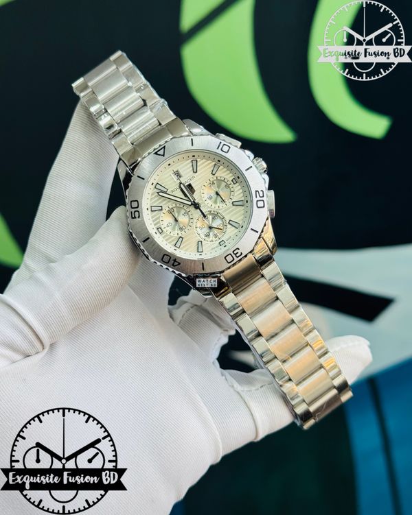 Tag Heuer Silver White Chronograph Watch (AA Grade)