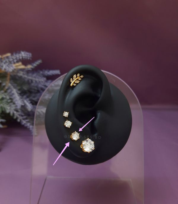 Dewdrop CZ stud earrings |M size| 5mm stone