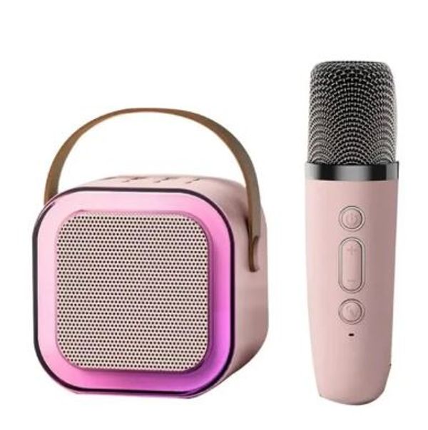 K12 Portable Karaoke Bluetooth Speaker With Microphone- Pink Color
