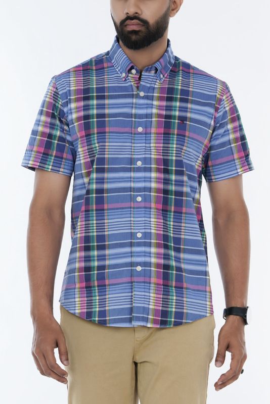 Cotton Short Sleeve Button Down Casual Men Half Shirt | Palli
