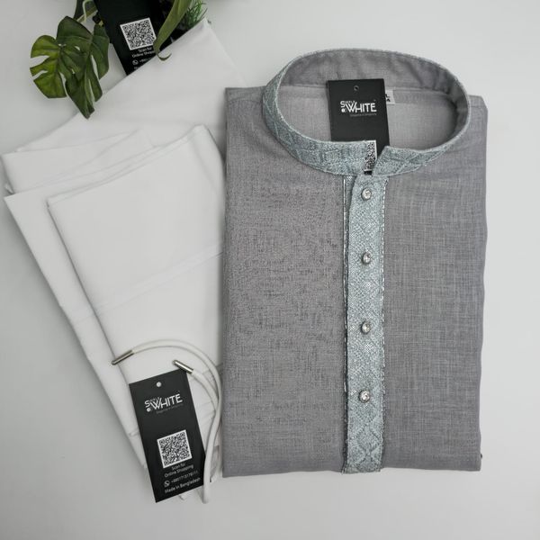Silver Lining Kurta With Ocean Blend Lace