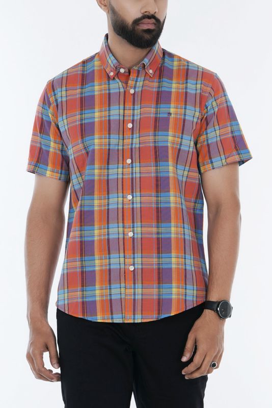 Cotton Normal Sleeve Button Down Men Half Shirt | Palli