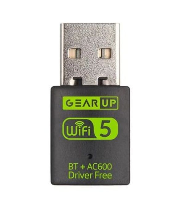 600Mbps Dual Band WiFi + Bluetooth Adapter For Windows PC/Laptop- (Driver Free Version, WiFi Hotspot Supported, 2.4GHz + 5GHz)
