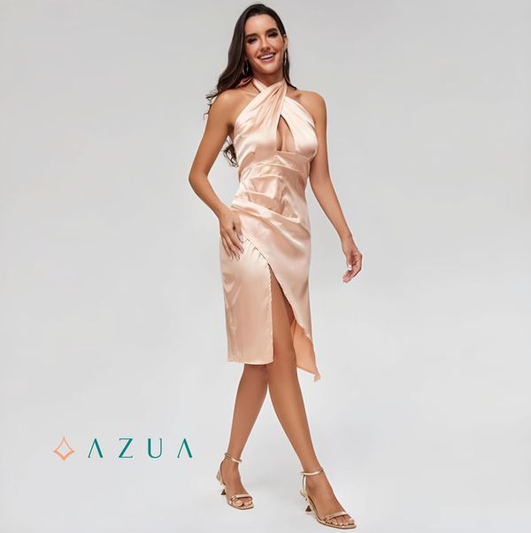 Scross Halter neck Backless Slit Dress