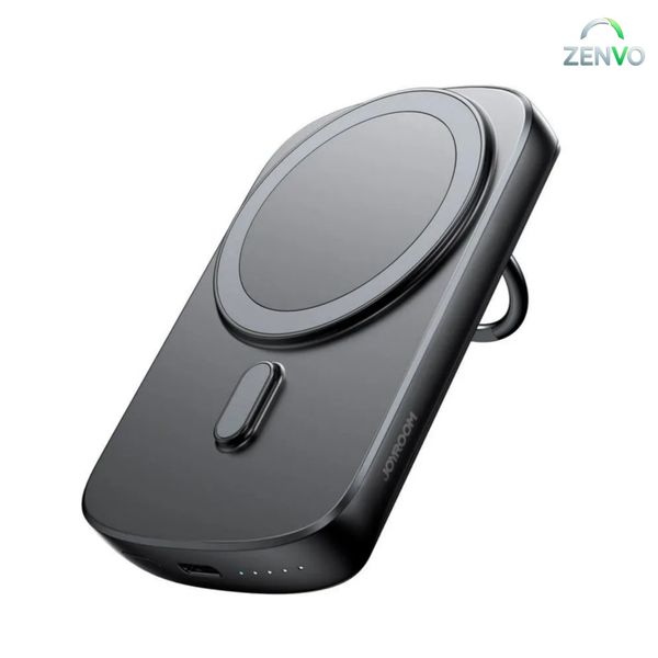 Joyroom JR-W030 20W 6000mAh Magnetic Wireless Power Bank with Ring Holder- Black Color