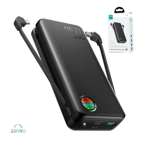 Joyroom JR-L015 22.5W 20000mAh Power Bank With Dual Cables – Black