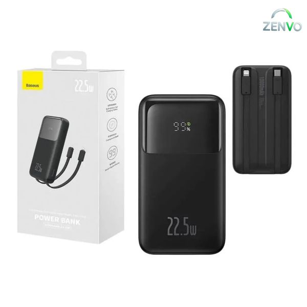 Baseus Comet Series 22.5W 20000mAh Dual Cable Digital Display Power Bank – Black Color