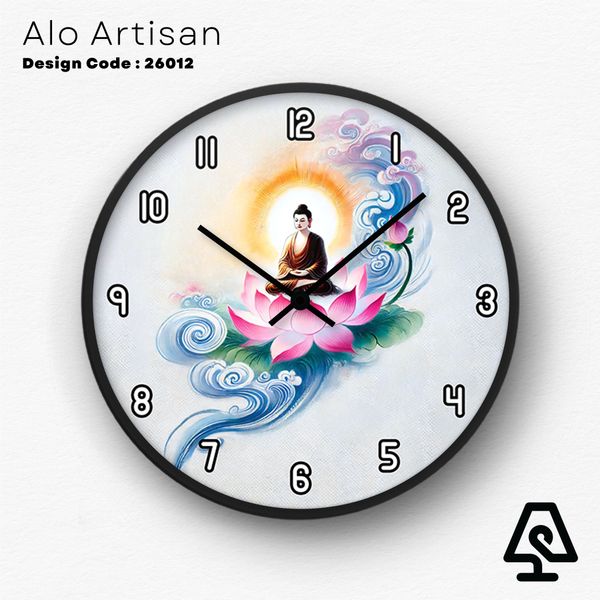 Buddha Lotus Blue Theme Wall Clock