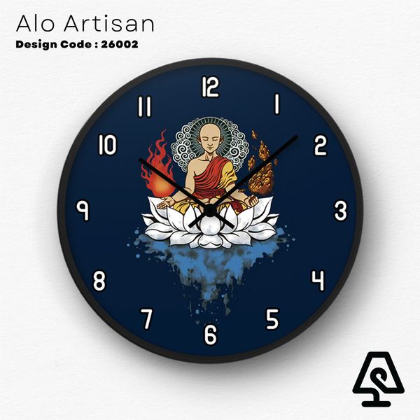 Zen Monk Blue Theme Wall Clock