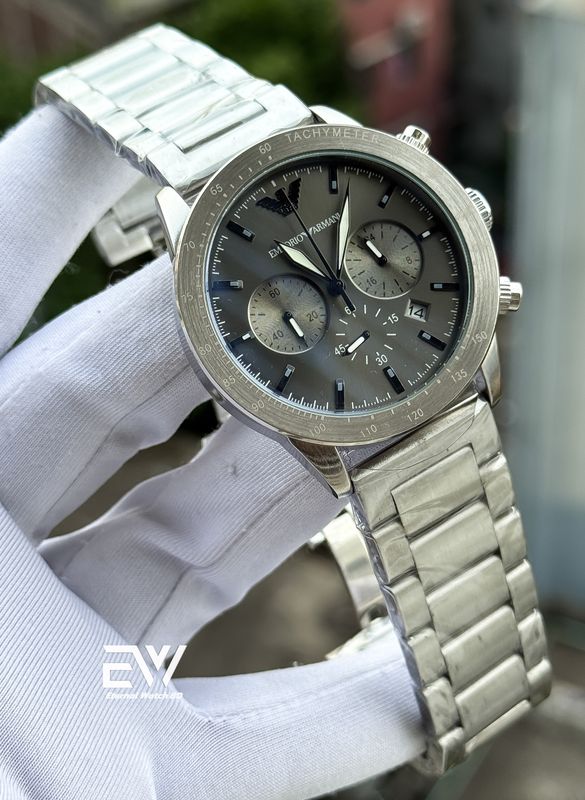 ARMANI CHAIN MATTE SILVER CASE GRAY DIAL