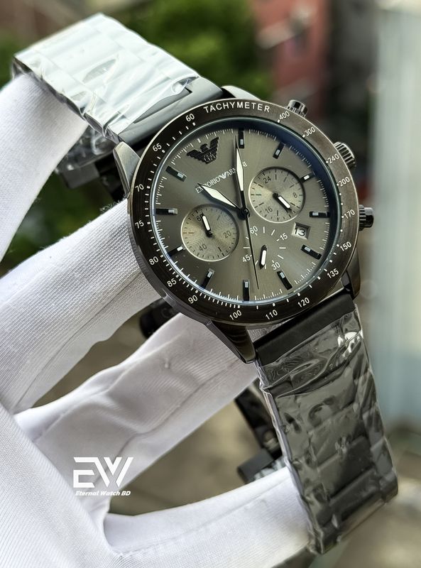 ARMANI BLACK MATTE CHAIN BLACK DIAL