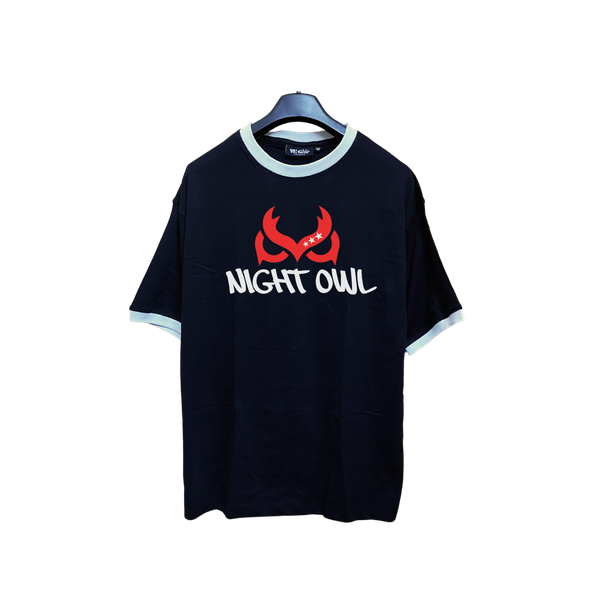 VE Gear “NIGHT OWL” Black and white Oversized Drop Sholder T-shirt