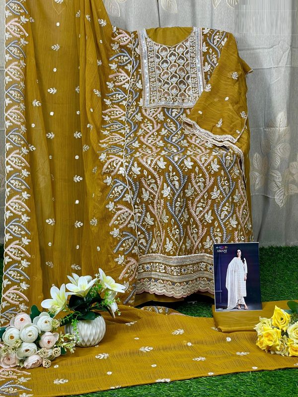 Semi –Embroidery & Sequence Work Party dress