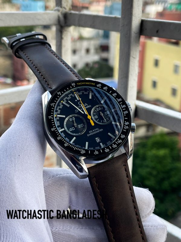 Omega Speedmaster Dark Brown Belt Black Dial