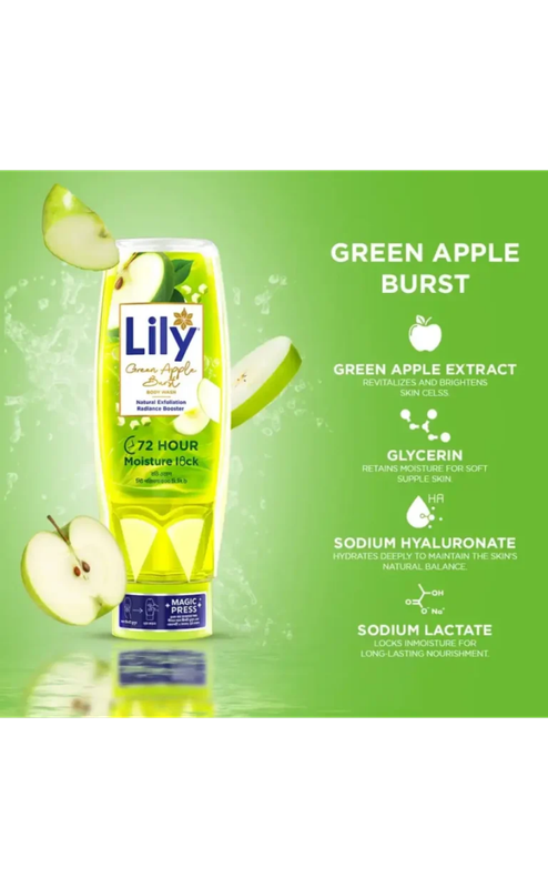 Lily Green Apple Burst Body Wash 500ml - Image 3