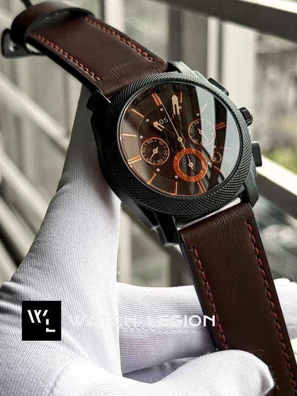 FOSSIL BELT CHRONOGRAPH BROWN GLASS
