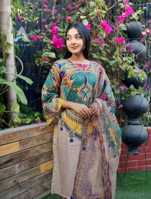 প্রিমিয়াম কোয়ালিটি দুবাই সিল্ক প্রজাপতি থ্রি-পিস 🦋