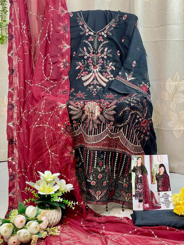 Semi –Embroidery & Sequence Work Party dress