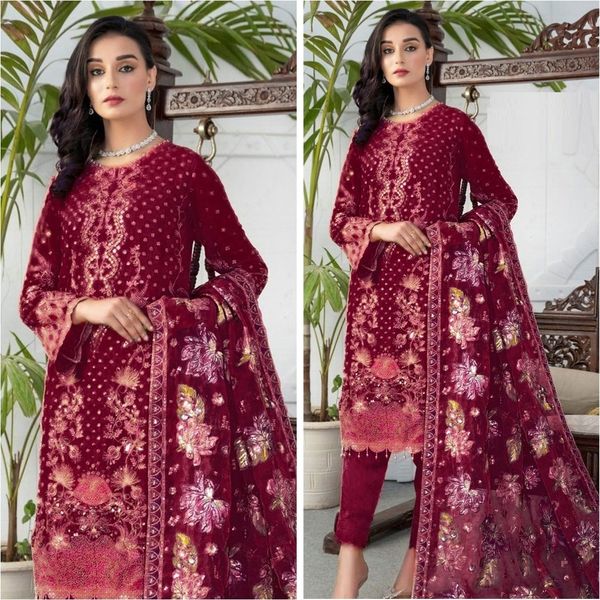 Semi –Embroidery & Sequence Work Party dress
