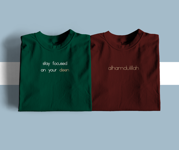 Stay Focused + Alhamdulillah Premium Cotton T-Shirt Combo Package