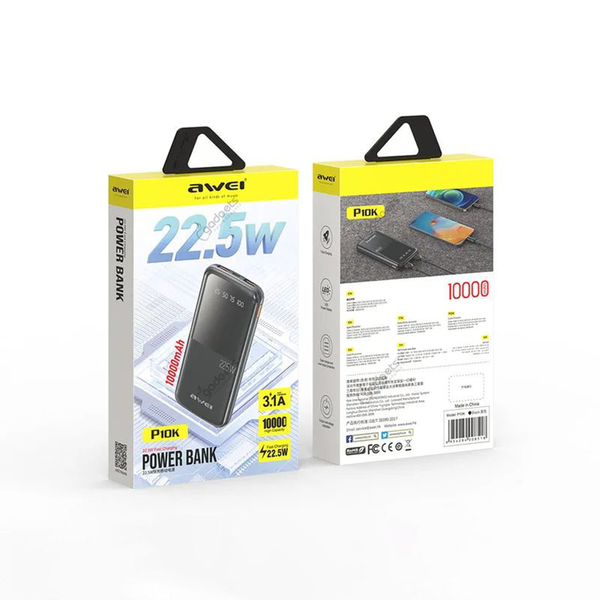 Awei P10K 10000mAh 22.5W PD Fast Charge Power Bank
