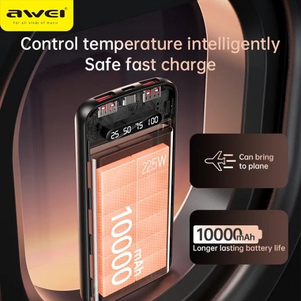 Awei P10K 10000mAh 22.5W PD Fast Charge Power Bank - Image 4