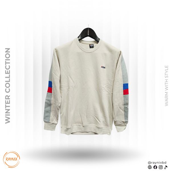 FILA Winter Collection Contrast Sleeve Crewneck Sweatshirt – Off-White