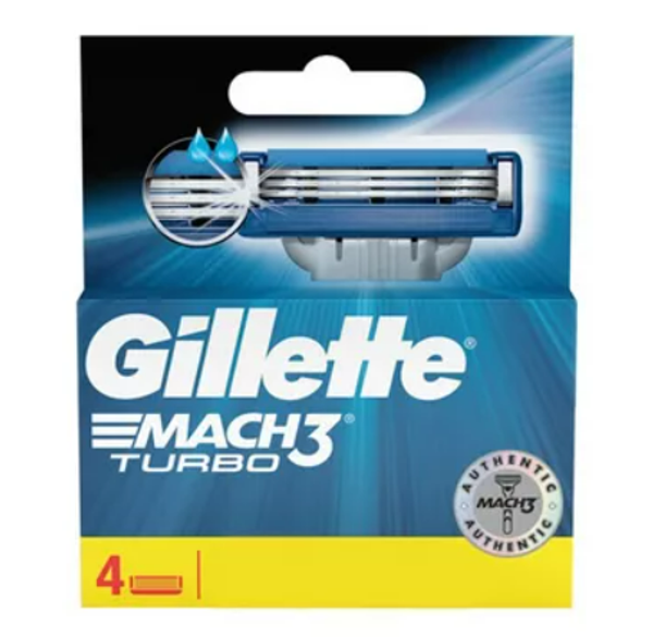 Gillette Mach3 Turbo Manual Shaving Razor Blades 4 Cartridge each