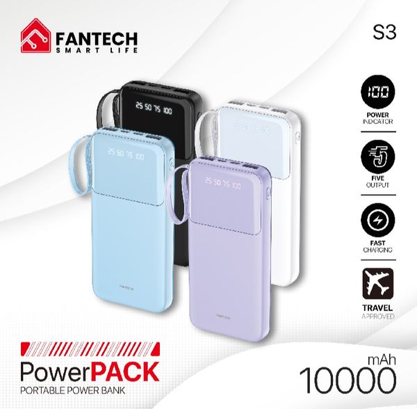 FANTECH S3 PowerBank 10000mAh Slim Mini Airline Approved Safe Reliable High-Speed Charge PowerPack Portable Power Bank