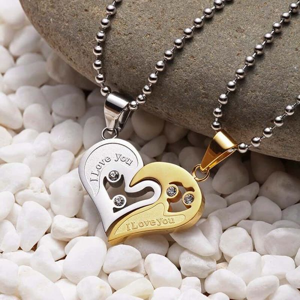 Heart Puzzle Couple Necklace set