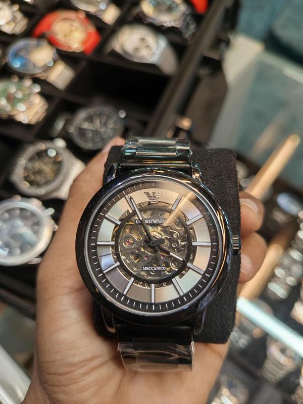 Armani Auto Chain Black White Dial Black Touch