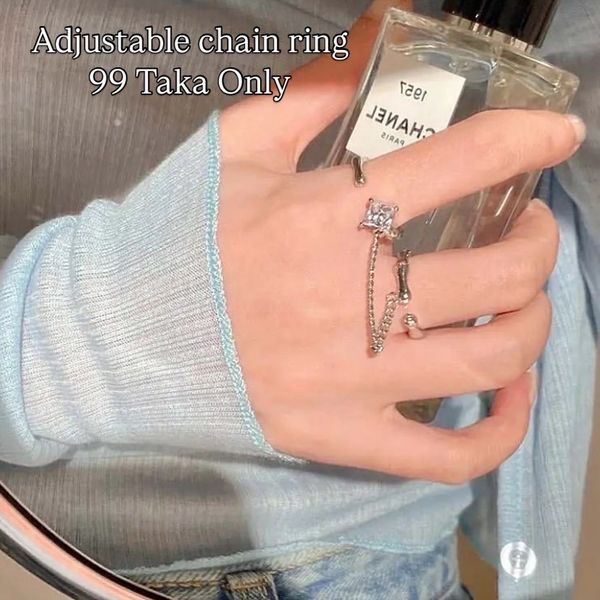 silver adjustable chain ring