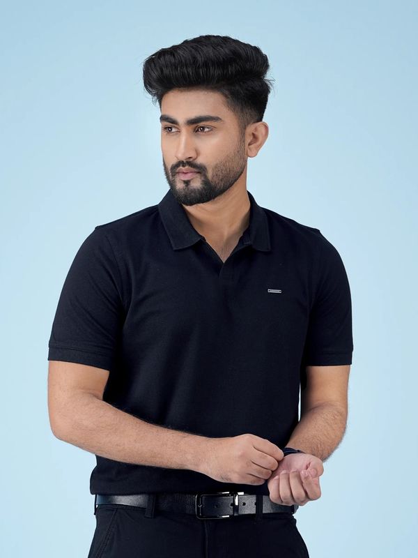 Mens Premium Polo T-Shirt V-Black
