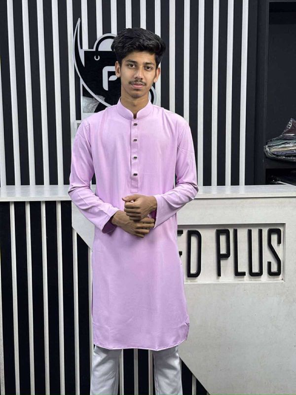 প্রিমিয়াম মাইক্রোস্টিজ সলিড পাঞ্জাবি/ কালার > Pink