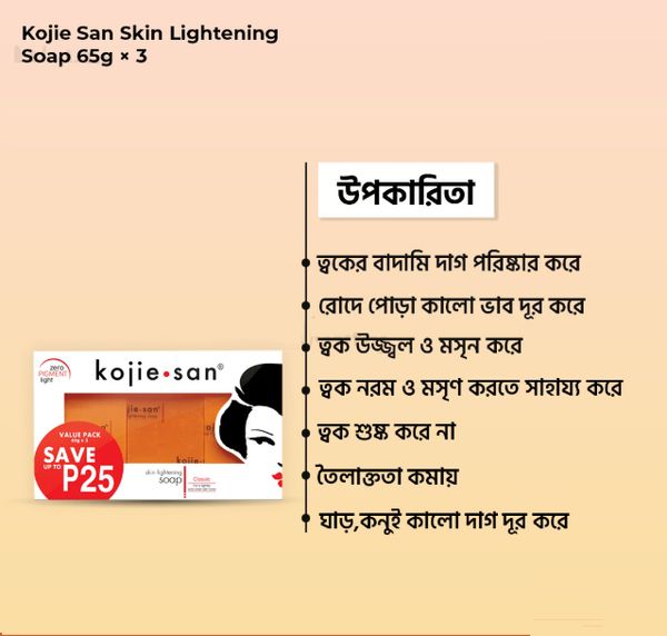 Kojie San Facial Beauty Soap 3 Bars Per Pack (65g)