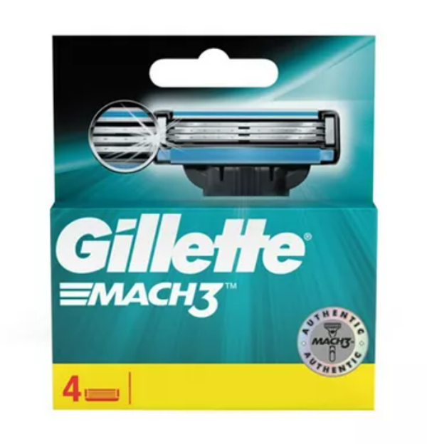 Gillette Mach3 Shaving 3 Bladed Cartridges Pack of 4