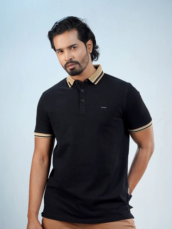 Mens Premium Refined Polo T-shirt-Black