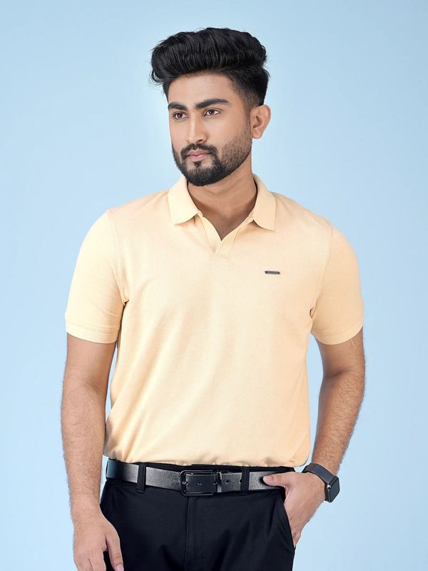 Mens Premium Polo T-Shirt V-Beige