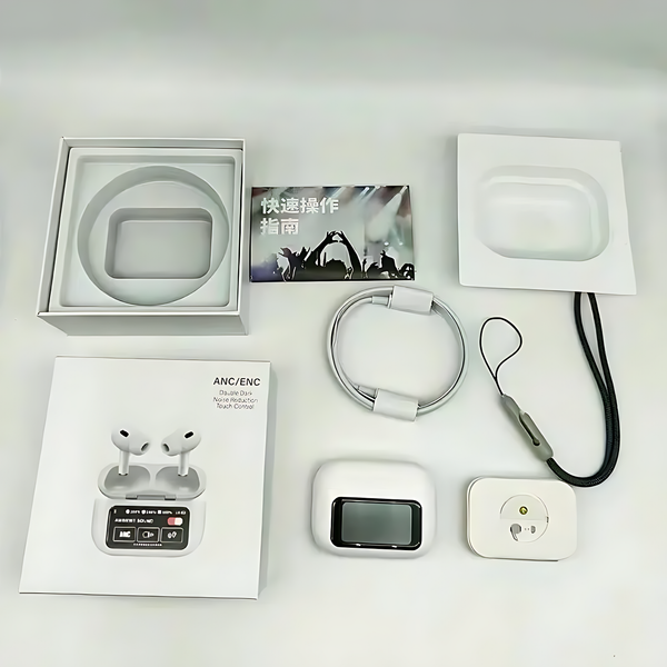 🎧 A9 Pro ANC Touch Screen Display Earbuds – White