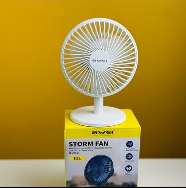 Awei F21 Mini Rechargeable Fan (2000mAh)- White Color