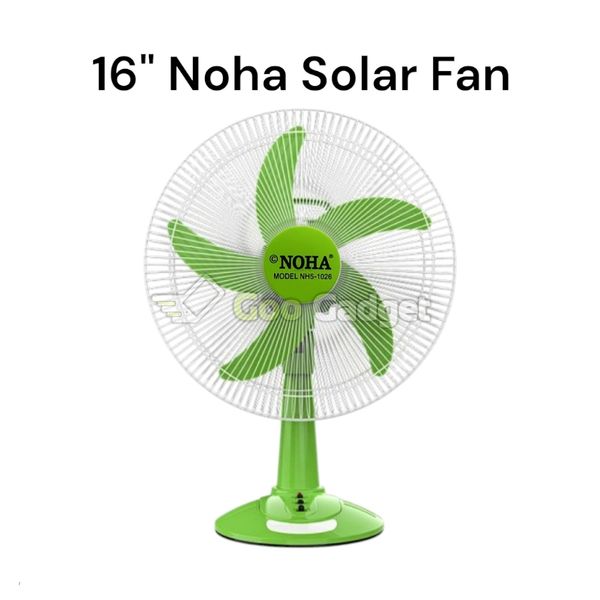 NOHA 16" Solar Table Fan – DC 12V with LED Light
