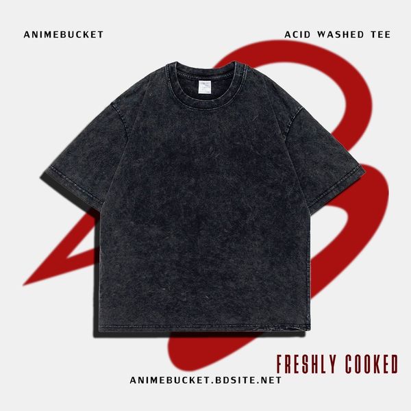 BLACK ACID WASHED TEE