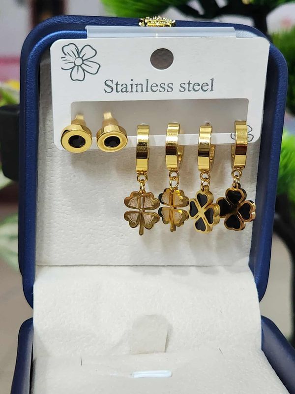 3 pair stainless steal  earrings set Colour guaranteed