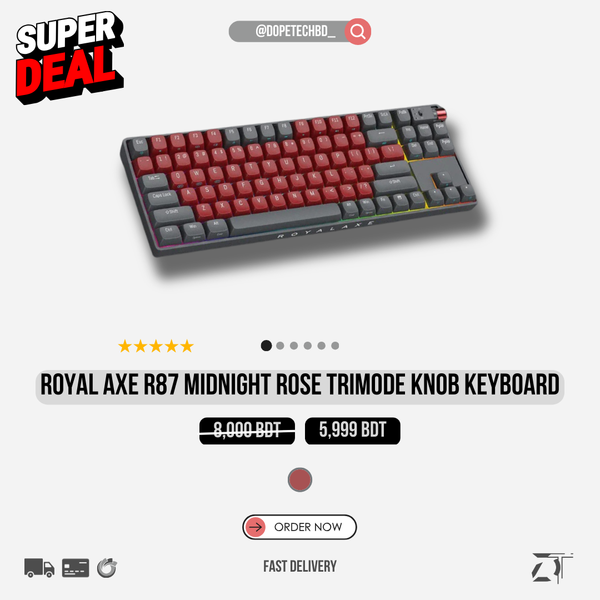 Royal Axe R87 Midnight Rose Trimode Knob Keyboard - TTC Gold Pink V2 Switch