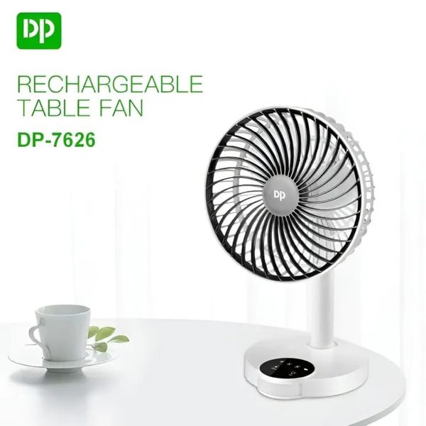 DP-7626 AC/DC Rechargeable 4000mAh Lithium Battery Touch Control Multiple Modes Portable Fan With LED Lamp