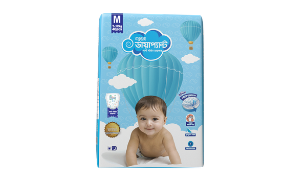 Bashundhara Diapant - Standard Series M (40pcs/ packet) Pant Style Baby Diaper for 7-12kg Babies