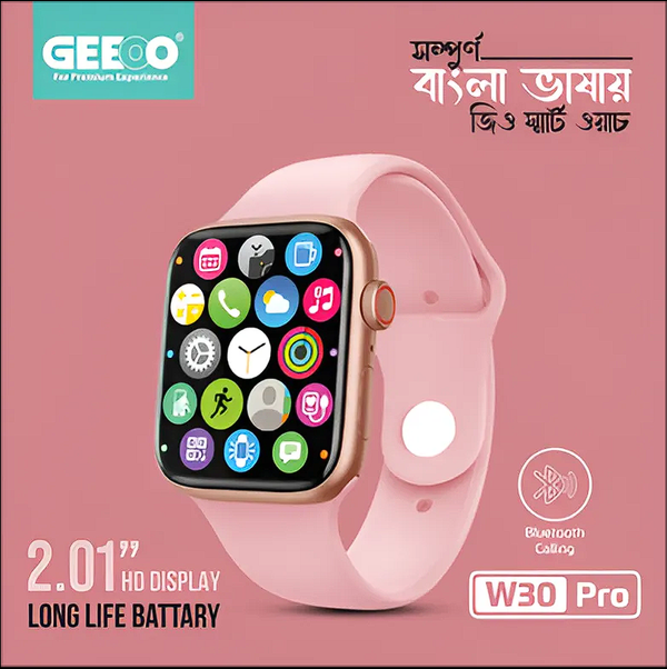 Geeoo W30 Pro Bluetooth কলিং স্মার্টওয়াচ ⌚ — এখন TheeBazar.com-এ!