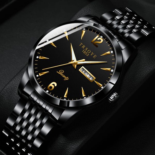 TRSOYE Men's Luxury Waterproof Quartz Watch with Steel Band