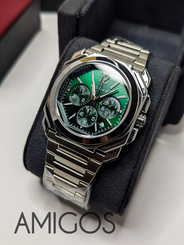 Bulgari Octo Finissimo Chronograph GMT with a green dial
