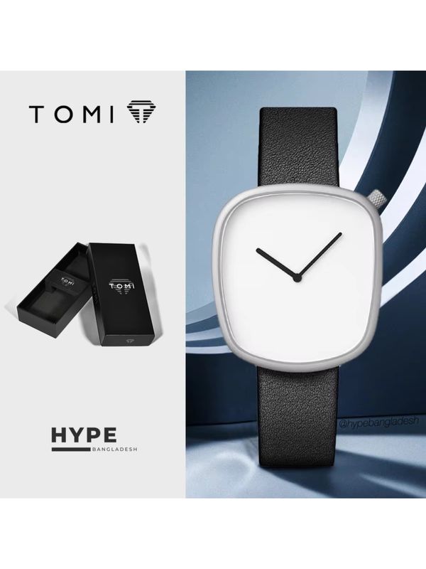 TOMI T-077 Unisex Leather Belt Casual Quartz Wrist Watch (White)